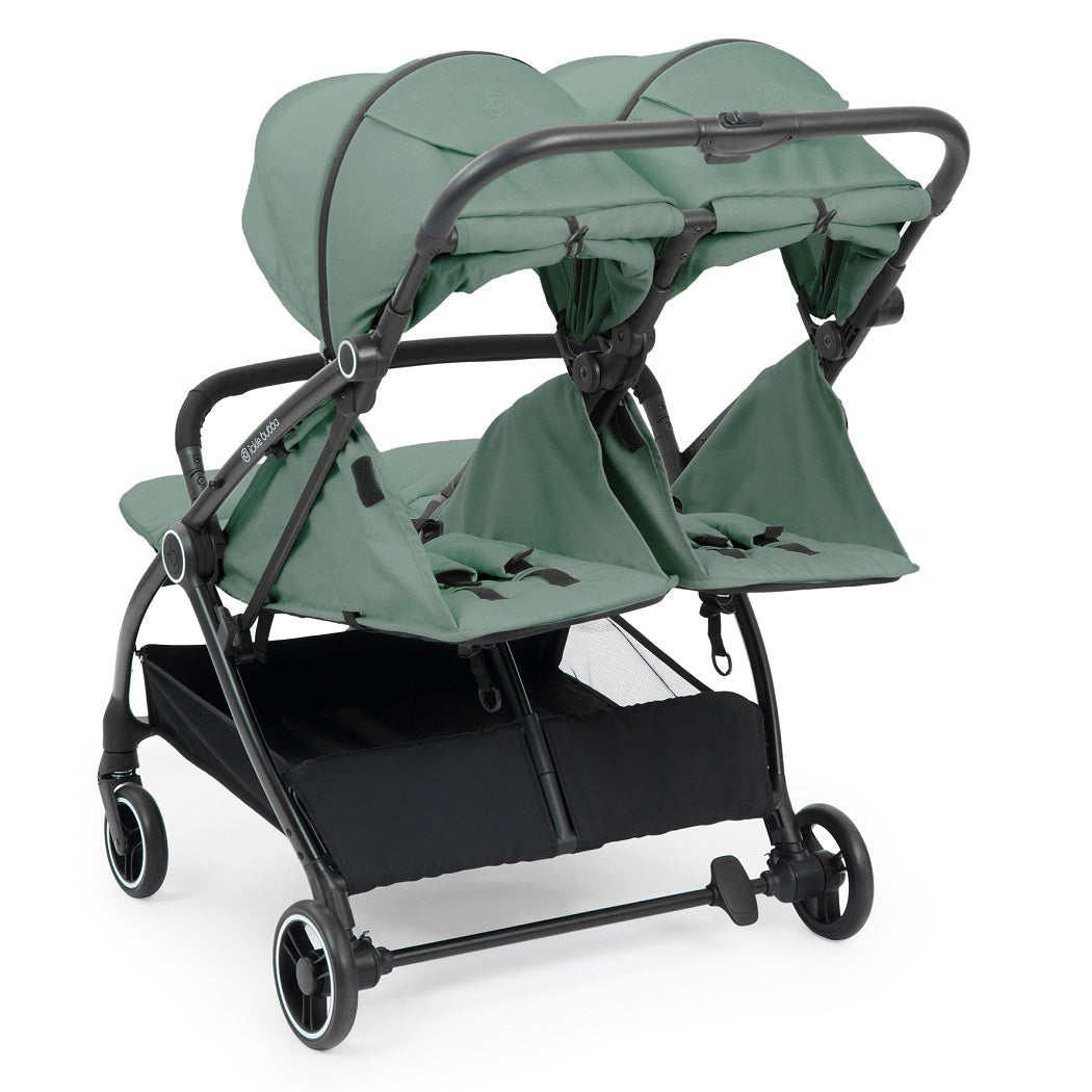 Ickle Bubba Aries Double Auto-Fold Stroller - Sage Green - rear ventilation panels raised