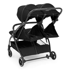 Ickle Bubba Aries Double Auto-Fold Stroller - Black - rear ventilation panels raised