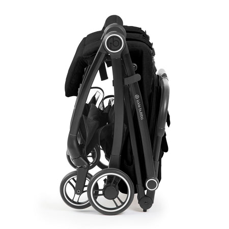 Ickle Bubba Aries Double Auto-Fold Stroller - Black - side view folded