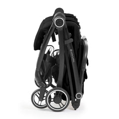 Ickle Bubba Aries Double Auto-Fold Stroller - Black - side view folded