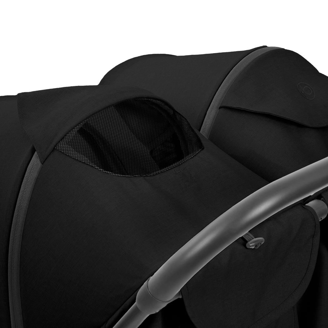 Ickle Bubba Aries Double Max Auto-Fold Stroller - Black - mesh ventilation panel