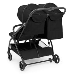 Ickle Bubba Aries Double Prime Auto-Fold Stroller - Black - rear view with one seat upright and one reclined