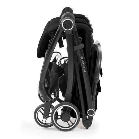 Ickle Bubba Aries Double Prime Auto-Fold Stroller - Black - side view folded