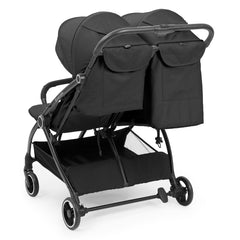 Ickle Bubba Aries Double Max Auto-Fold Stroller - Graphite Grey - rear view with one seat upright and one reclined