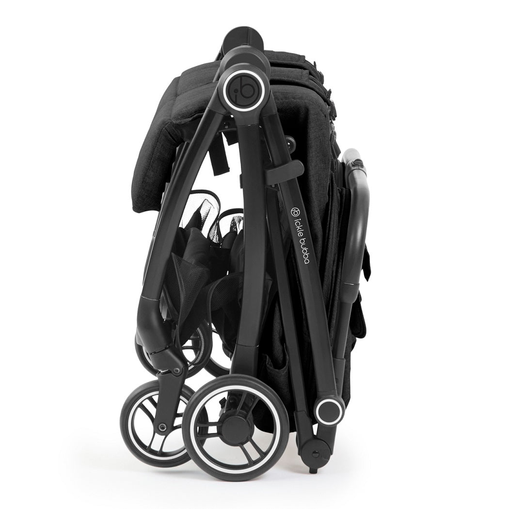 Ickle Bubba Aries Double Max Auto-Fold Stroller - Graphite Grey - side view folded