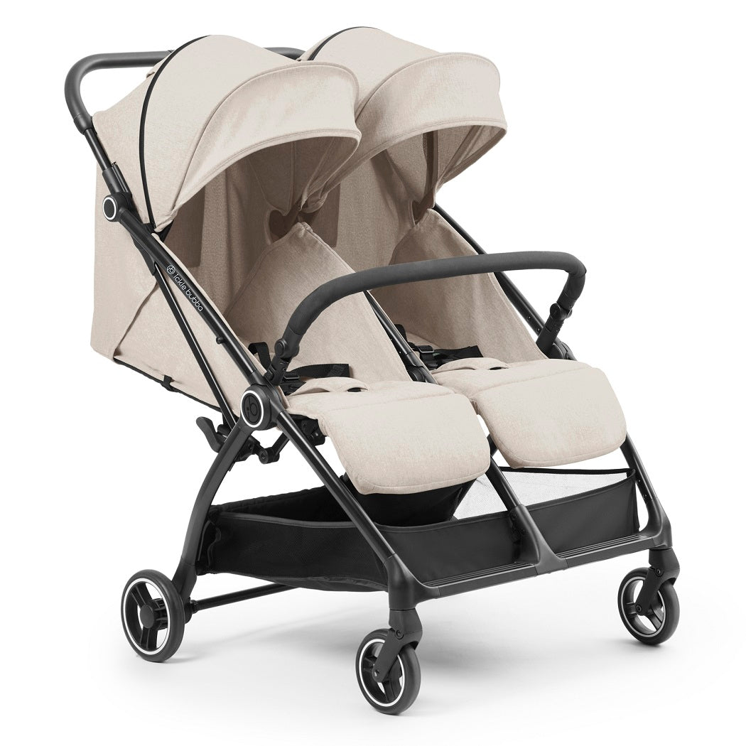 Ickle Bubba Aries Double Prime Auto-Fold Stroller - Stone - with seats reclined