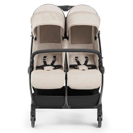 Ickle Bubba Aries Double Prime Auto-Fold Stroller - Stone - front view
