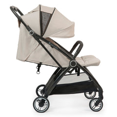 Ickle Bubba Aries Double Prime Auto-Fold Stroller - Stone - side view with seats reclined