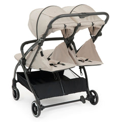 Ickle Bubba Aries Double Prime Auto-Fold Stroller - Stone - rear ventilation panels raised
