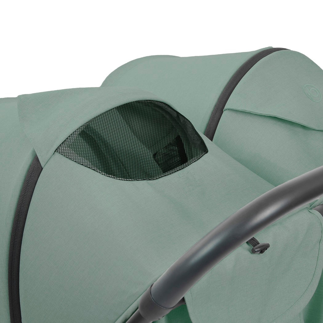 Ickle Bubba Aries Double Max Auto-Fold Stroller - Sage Green - mesh ventilation panel
