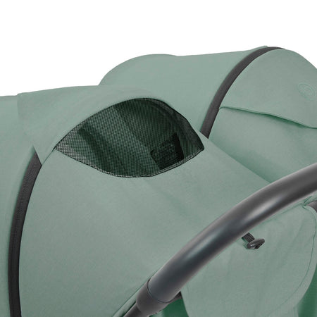 Ickle Bubba Aries Double Max Auto-Fold Stroller - Sage Green - mesh ventilation panel