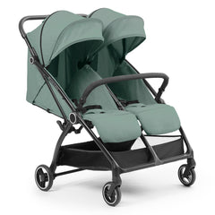 Ickle Bubba Aries Double Prime Auto-Fold Stroller - Sage Green - with seats reclined