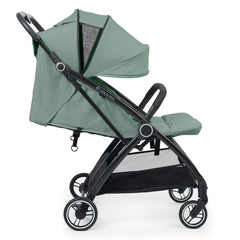 Ickle Bubba Aries Double Prime Auto-Fold Stroller - Sage Green - side view with seats reclined