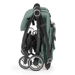 Ickle Bubba Aries Double Prime Auto-Fold Stroller - Sage Green - side view folded