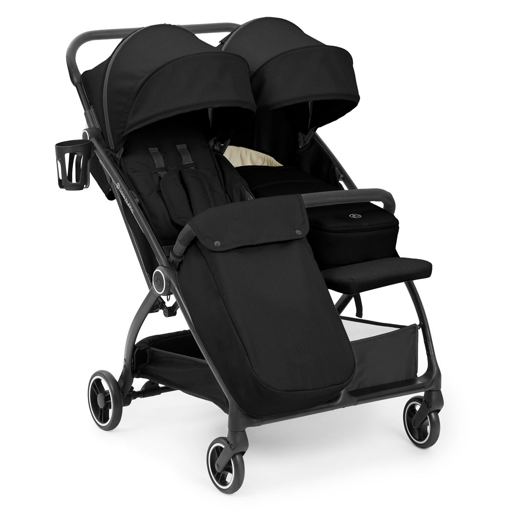Ickle Bubba Aries Double Prime Auto-Fold Stroller - Black - with footwarmer and newborn cocoon