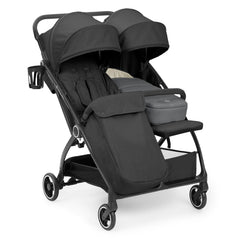 Ickle Bubba Aries Double Prime Auto-Fold Stroller - Graphite Grey - with footwarmer and newborn cocoon