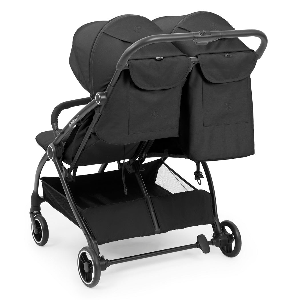 Ickle Bubba Aries Double Prime Auto-Fold Stroller - Graphite Grey - rear view with one seat upright and one reclined