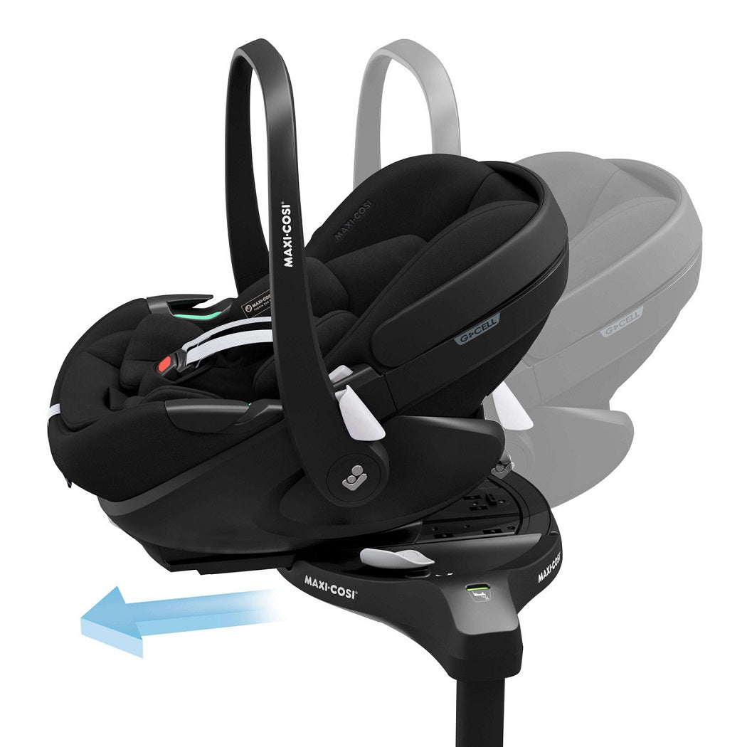 Maxi-Cosi`s Pebble 360 Pro² Infant Car Seat fitted to the FamilyFix 360 Pro ISOFIX Base - swivelled towards car door