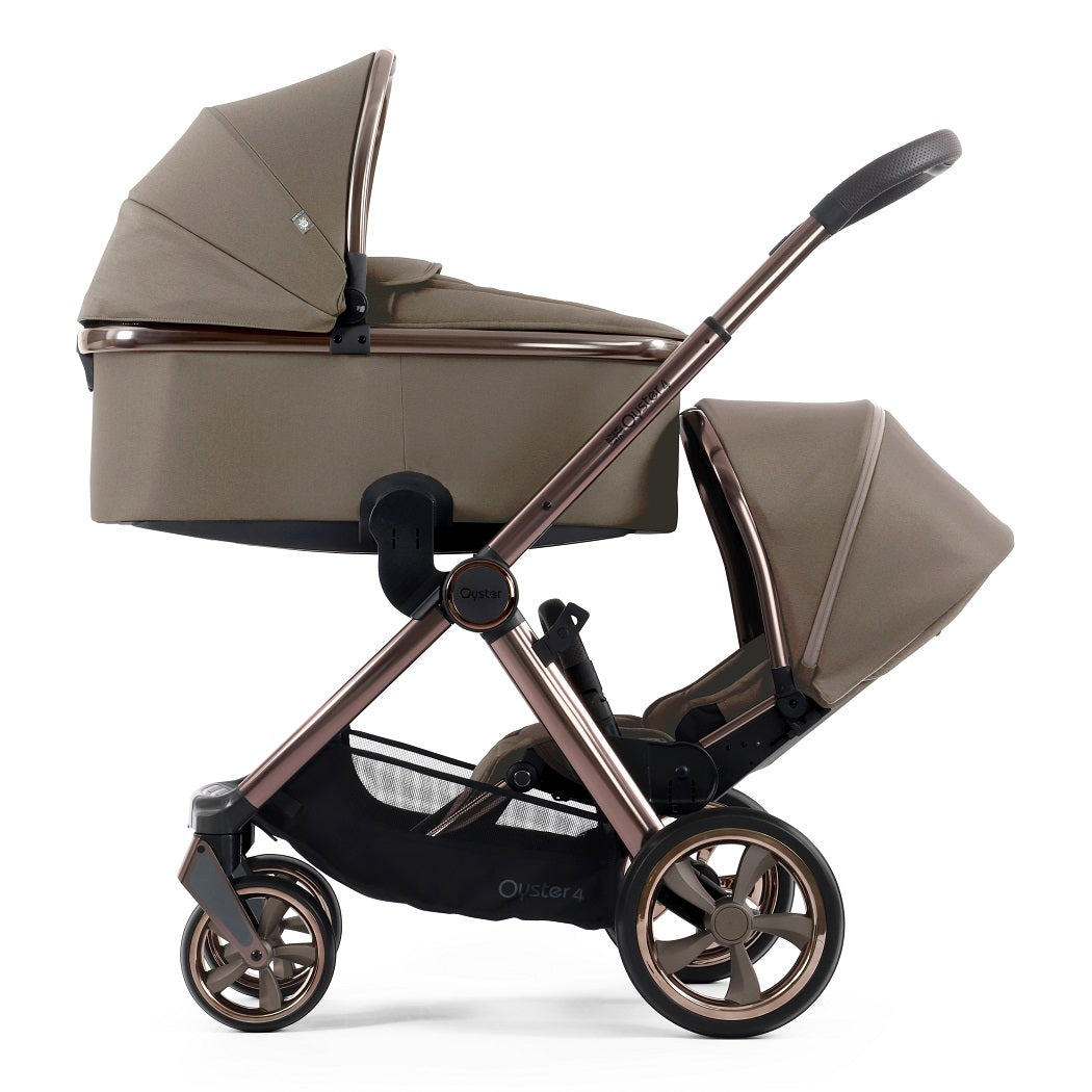 Oyster4 Tandem Pushchair - Mink - with carrycot and seat