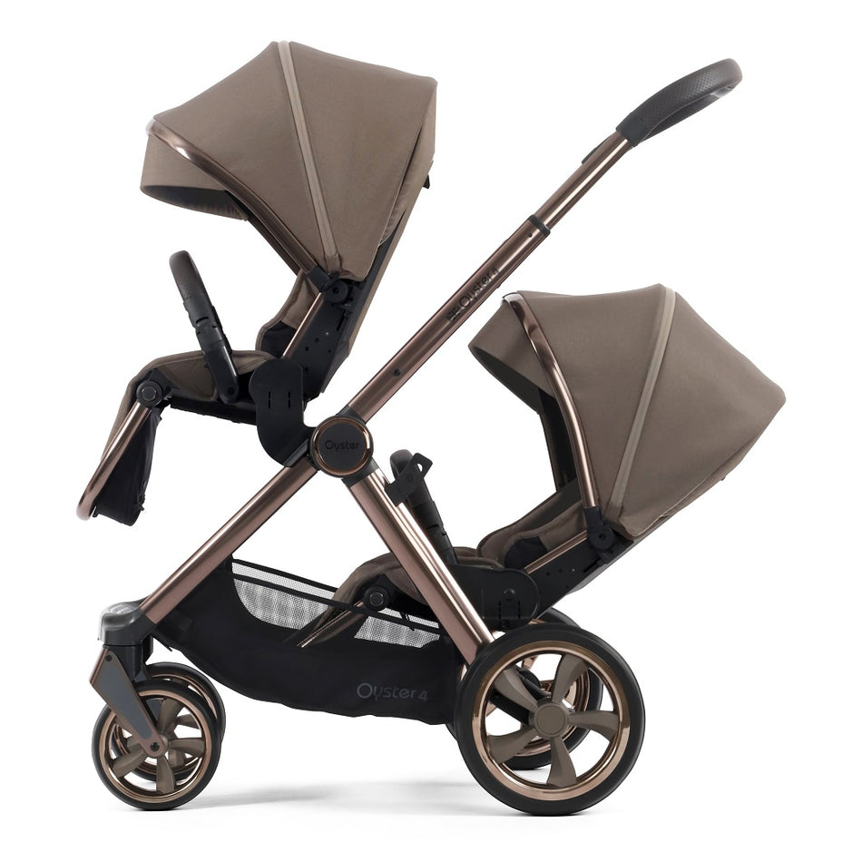 Oyster4 Twin Pushchair - Mink - with two seat units