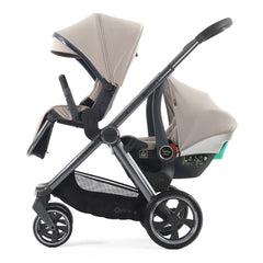 BabyStyle Oyster 4 Tandem Pushchair - Stone - with seat unit and car seat