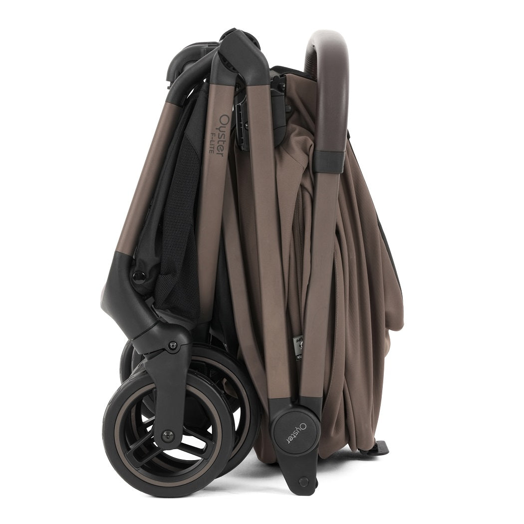 Oyster F-Lite Stroller - Chocolate - folded with seat attached