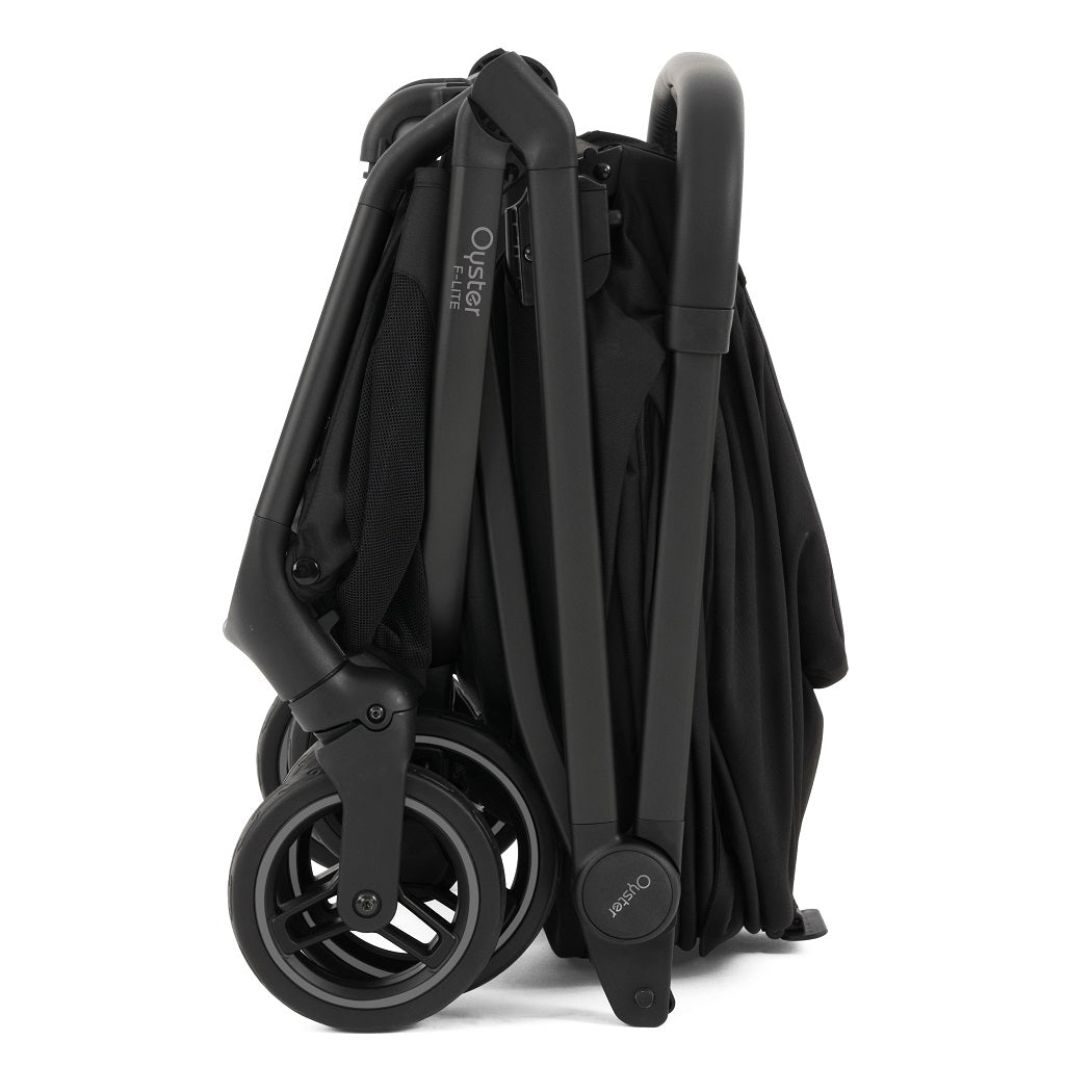 Oyster F-Lite Stroller - Liquorice - folded with seat attached