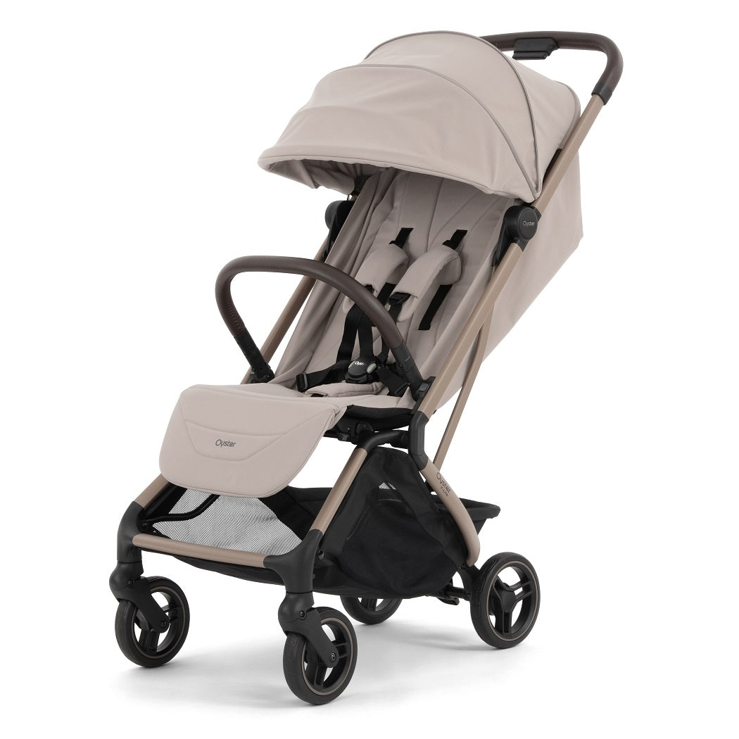 Oyster F-Lite Stroller - Putty - with bumper bar, safety harness and basket