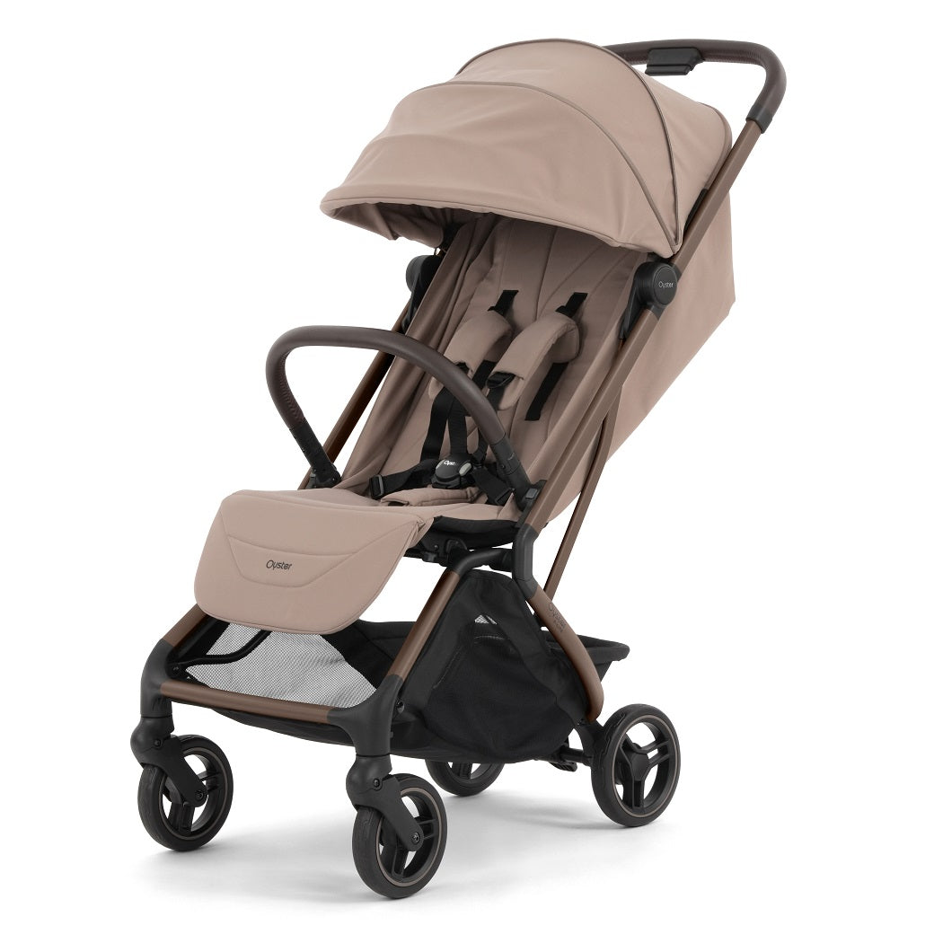 Oyster F-Lite Stroller - Taupe - with bumper bar, safety harness and basket