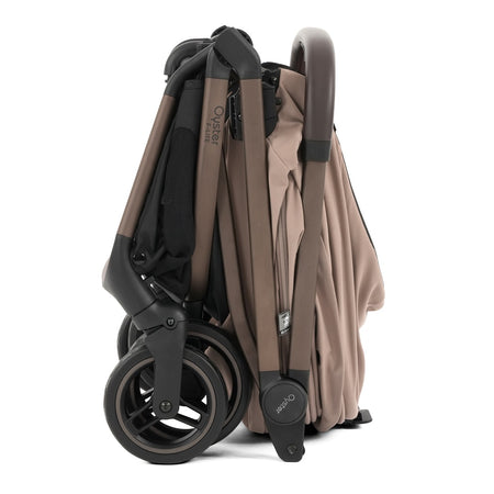 Oyster F-Lite Stroller - Taupe - folded with seat attached