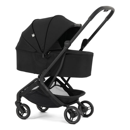 Oyster F-Lite Carrycot - Liquorice - shown as a pram with the F-Lite chassis (matching stroller available separately)