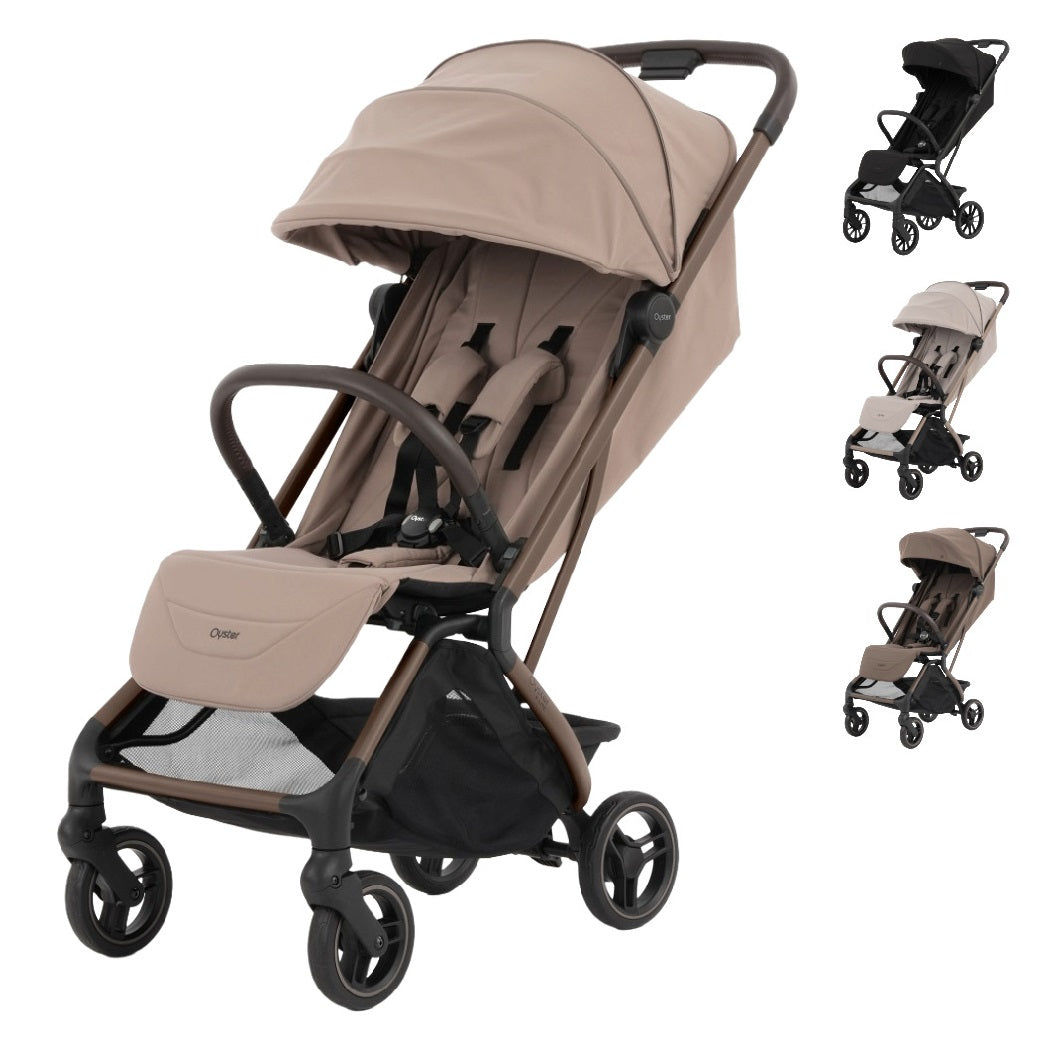 Oyster F-Lite Stroller in Taupe with Liquorice, Putty and Chocolate colour options