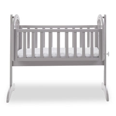 OBaby Sophie Swinging Crib (Warm Grey) - side view of the crib with a mattress