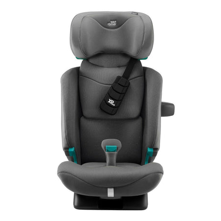 Britax Advansafix PRO i-Size Car Seat - Style Mineral Grey - front view with headrest fully raised