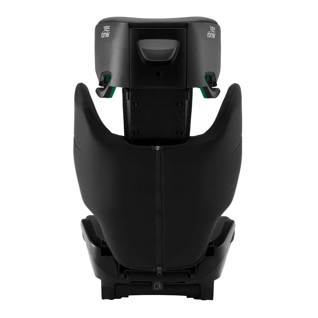 Britax Adventure Plus 2 i-Size Highback Booster Car Seat - Space Black - rear view, with headrest fully raised