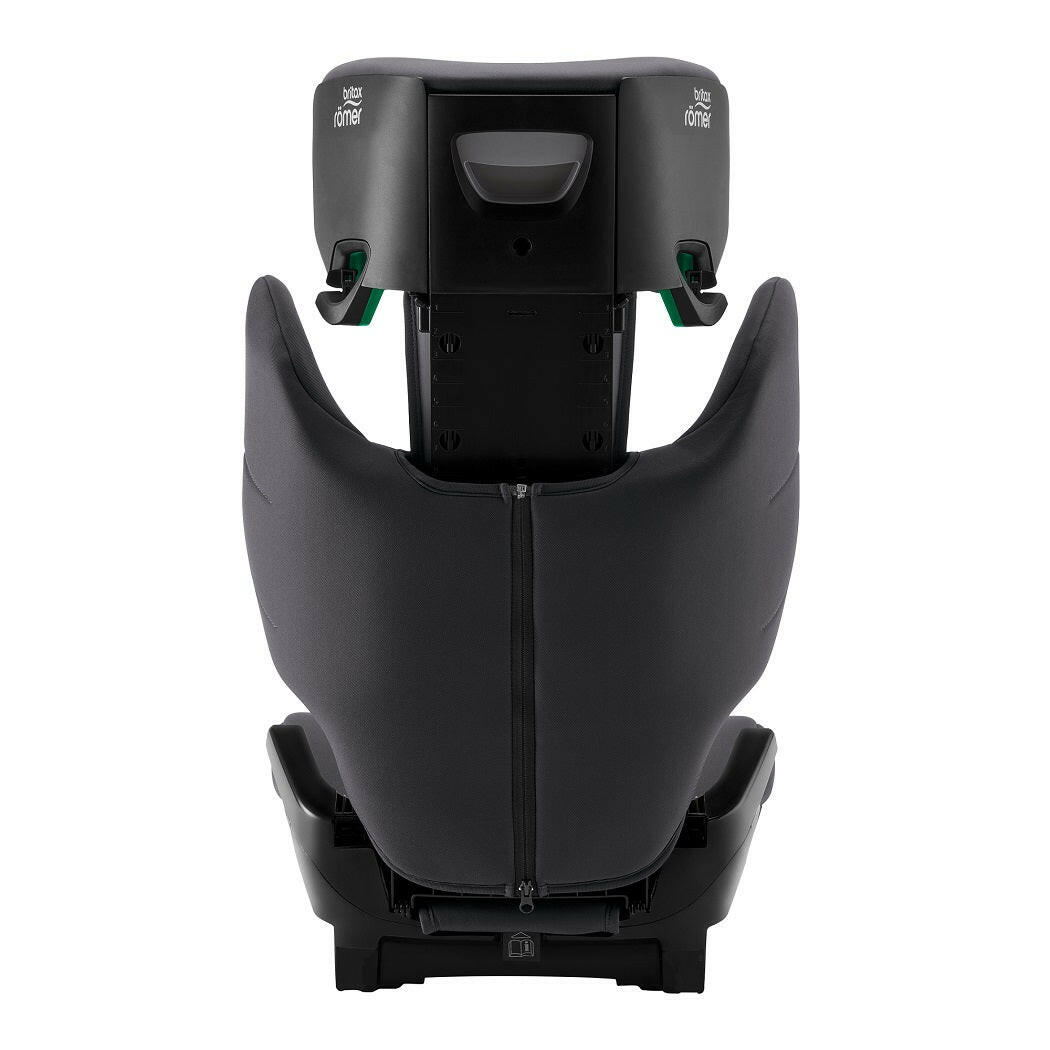 Britax Adventure Plus 2 i-Size Highback Booster Car Seat - Midnight Grey - rear view, with headrest fully raised