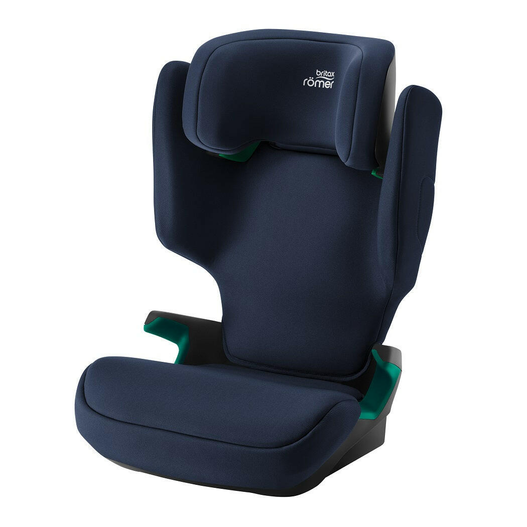 Britax Adventure Plus 2 i-Size Highback Booster Car Seat - Night Blue - quarter view, with seat belt guides