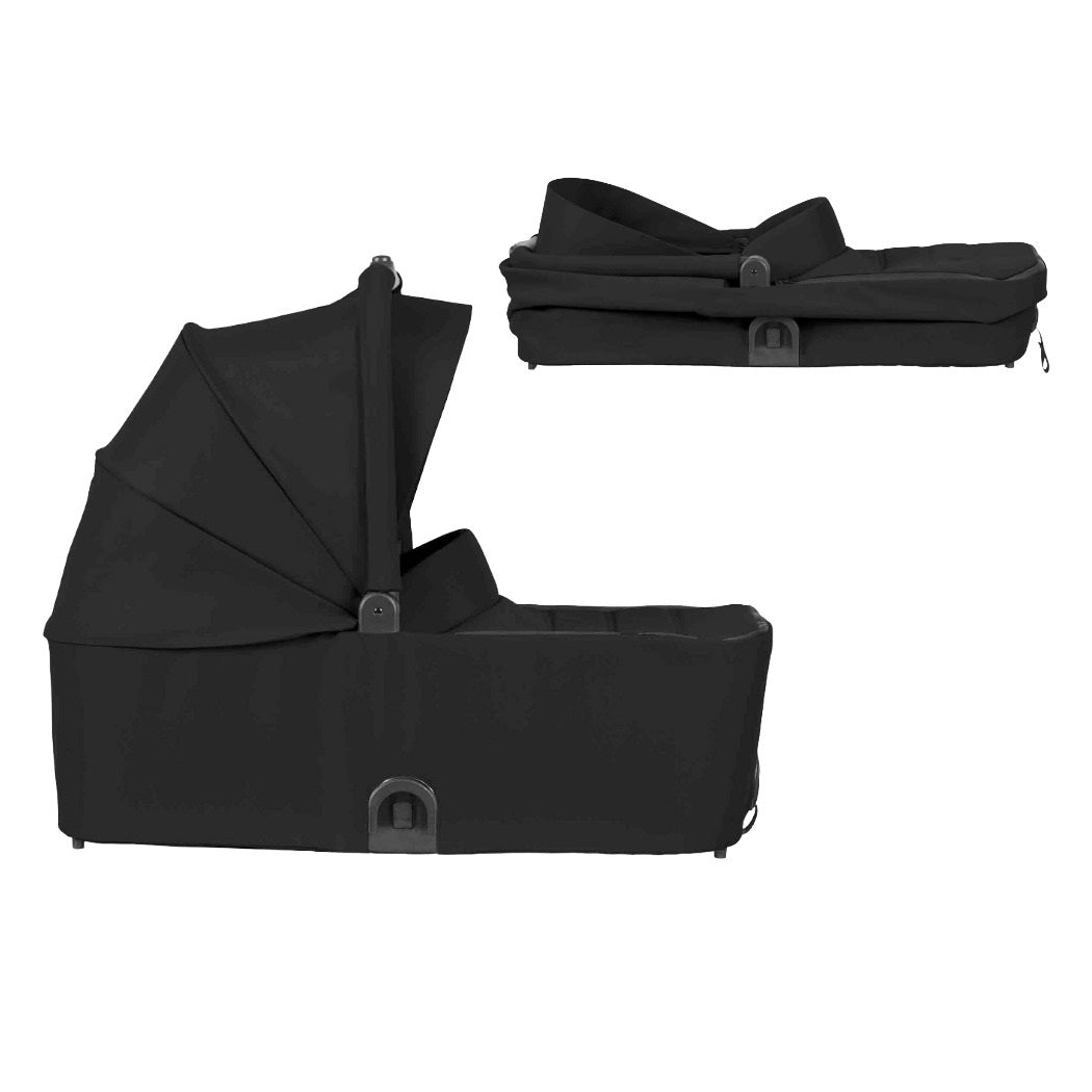 Ickle Bubba Altair Carrycot - Black - showing the carrycot folded and unfolded