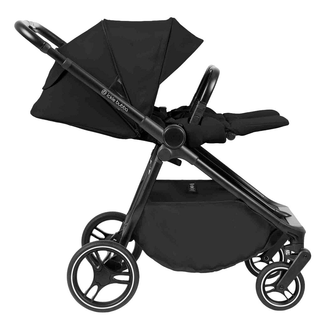 Ickle Bubba Altair Double Stroller - Black - forward-facing and fully reclined