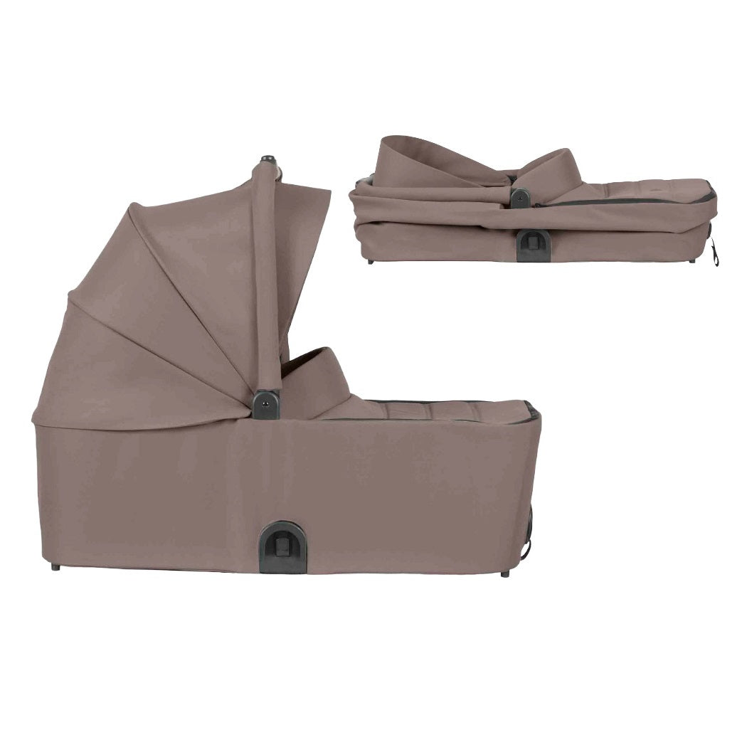 Ickle Bubba Altair Carrycot - Mink - showing the carrycot folded and unfolded