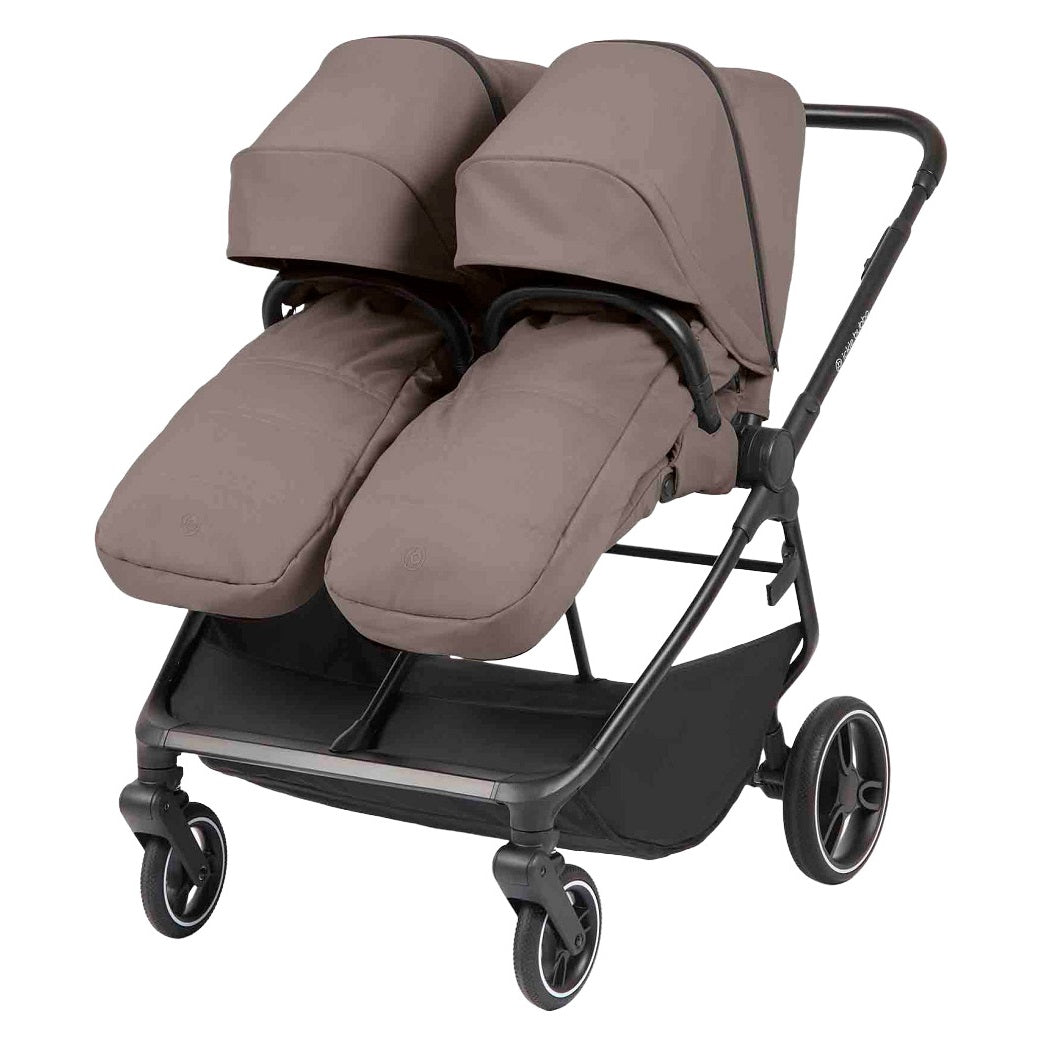 Ickle Bubba Altair Double Stroller - Mink - forward-facing with footmuffs