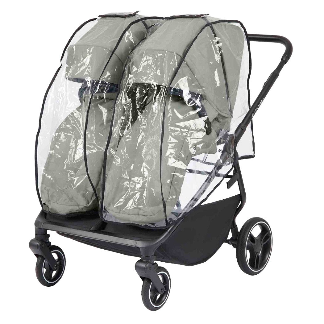 Ickle Bubba Altair Growing Families Pushchair - Laurel Green - forward-facing with raincover