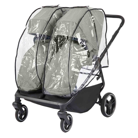 Ickle Bubba Altair Growing Families Pushchair - Laurel Green - forward-facing with raincover