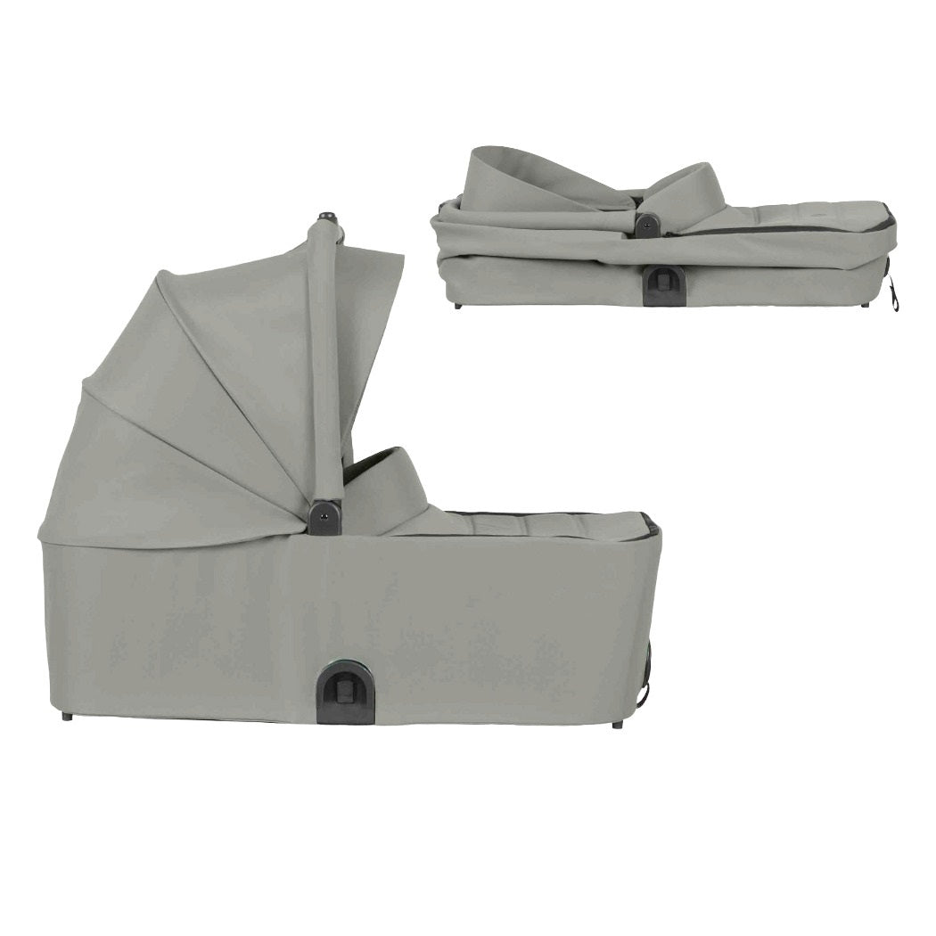Ickle Bubba Altair Carrycot - Laurel Green - showing the carrycot folded and unfolded