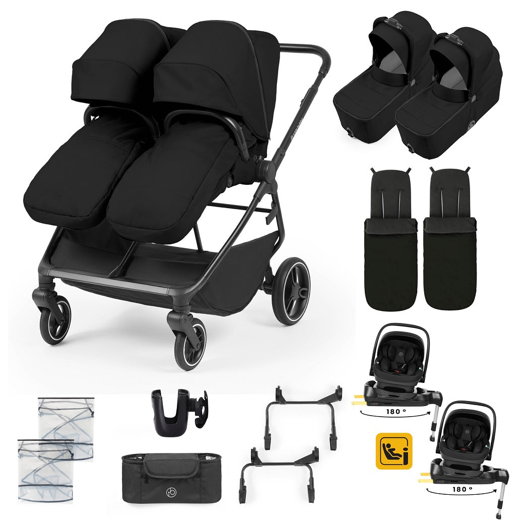 Ickle Bubba Altair Twin 17 Piece Travel System - Black - included items