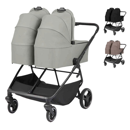 Ickle Bubba Altair Twin Pram - Black, Laurel Green and Mink
