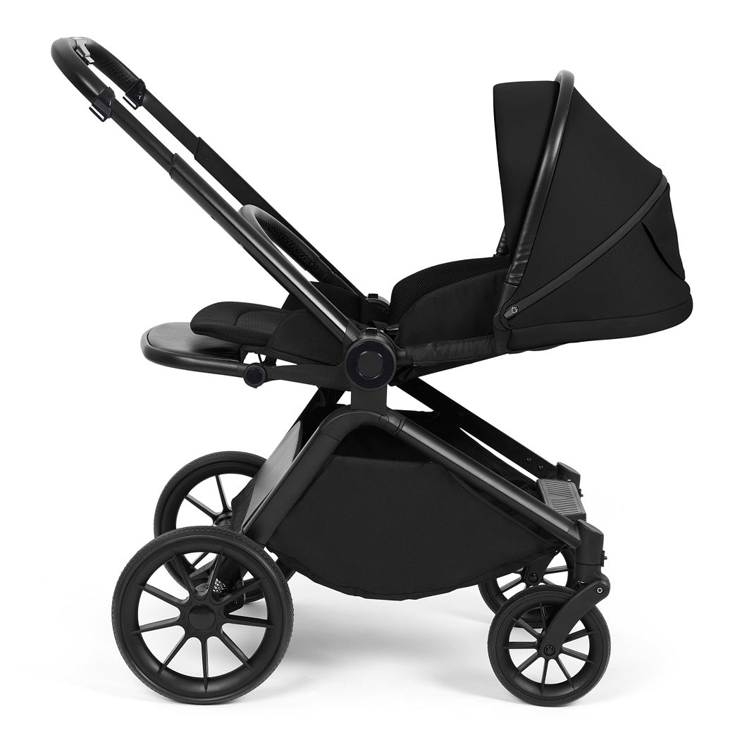 Ickle Bubba Altima Pushchair - Black - parent-facing with seat reclined