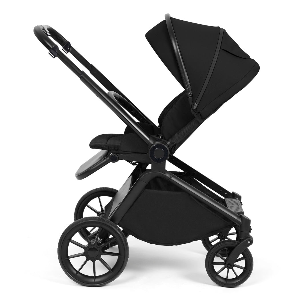 Ickle Bubba Altima Pushchair - Black - parent-facing with seat upright