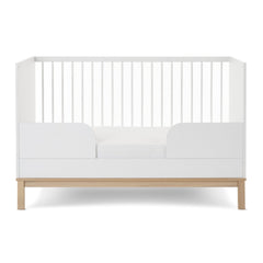 Obaby Astrid Cot Bed - 140x70cm White - side view of the junior bed with the safety rails