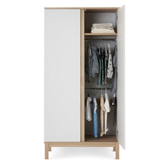 Obaby Astrid Double Wardrobe - White - showing the internal shelf and hanging rails (towels and clothes not included)